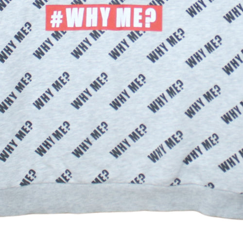 Disney Women Grey Mickey Mouse Pullover Hoodie L #WhyMe Print