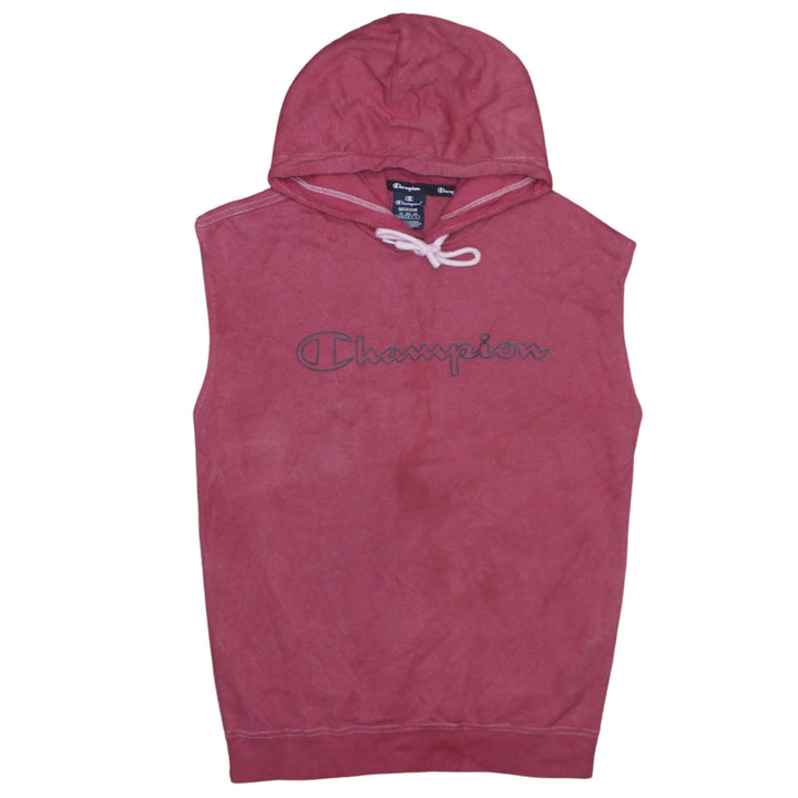 Champion Men's Pink Sleeveless Pullover Hoodie Medium
