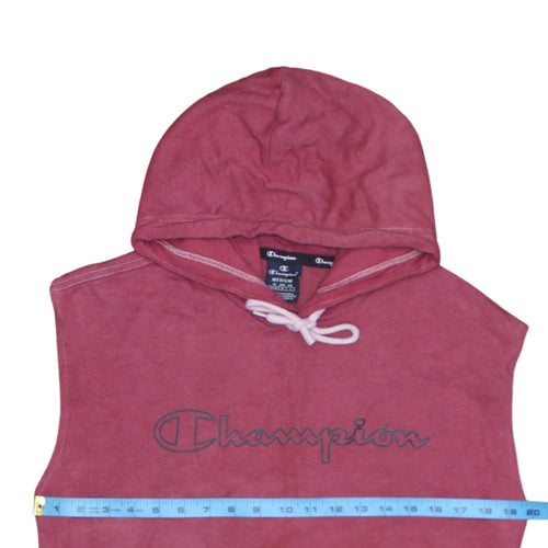 Champion Men's Pink Sleeveless Pullover Hoodie Medium