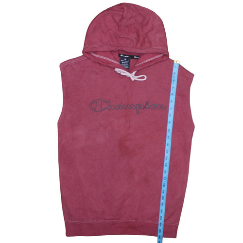 Champion Men's Pink Sleeveless Pullover Hoodie Medium