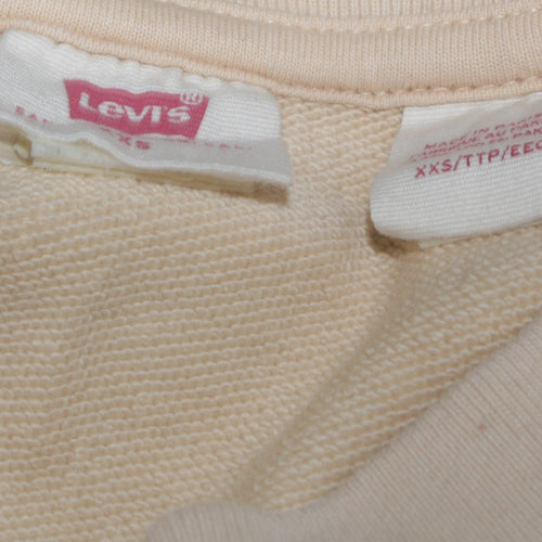 Levi's Women Beige Crew Neck Pullover Sweatshirt XXS