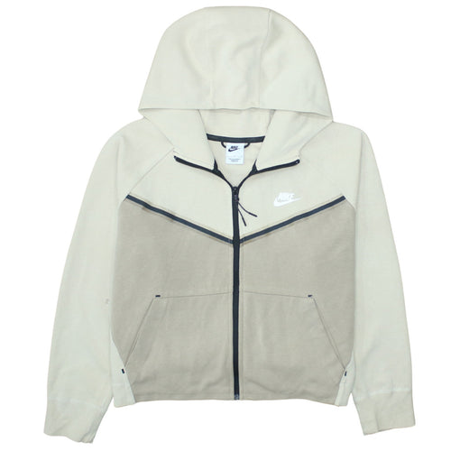 Nike Womens Beige Full Zip Hoodie L Cotton Blend Sportswear