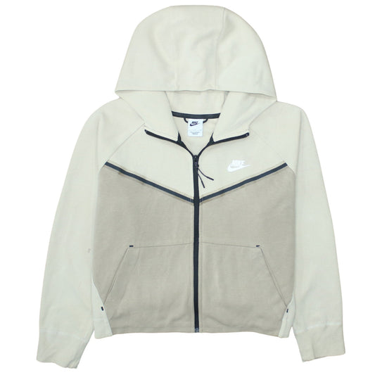 Nike Womens Beige Full Zip Hoodie L Cotton Blend Sportswear