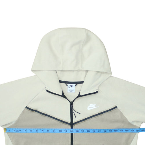 Nike Womens Beige Full Zip Hoodie L Cotton Blend Sportswear