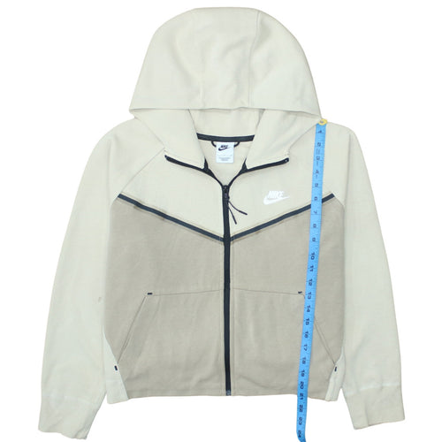 Nike Womens Beige Full Zip Hoodie L Cotton Blend Sportswear