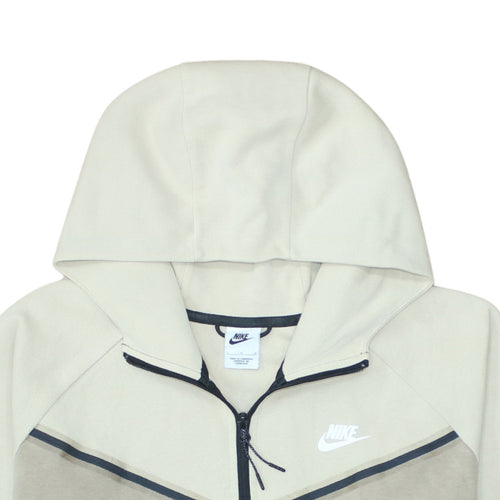 Nike Womens Beige Full Zip Hoodie L Cotton Blend Sportswear