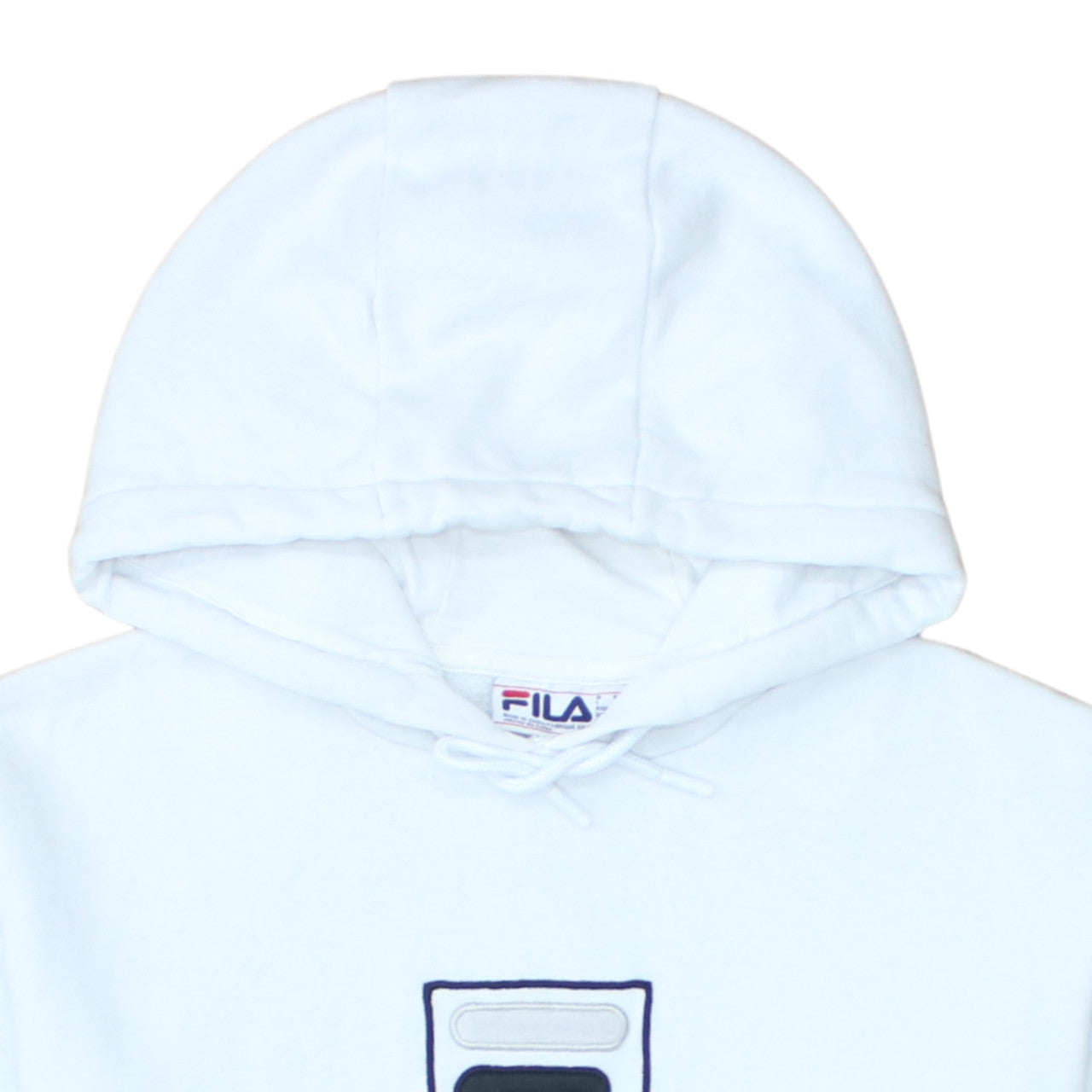 FILA Men’s White Pullover Hoodie M Embroidered Logo Fleece