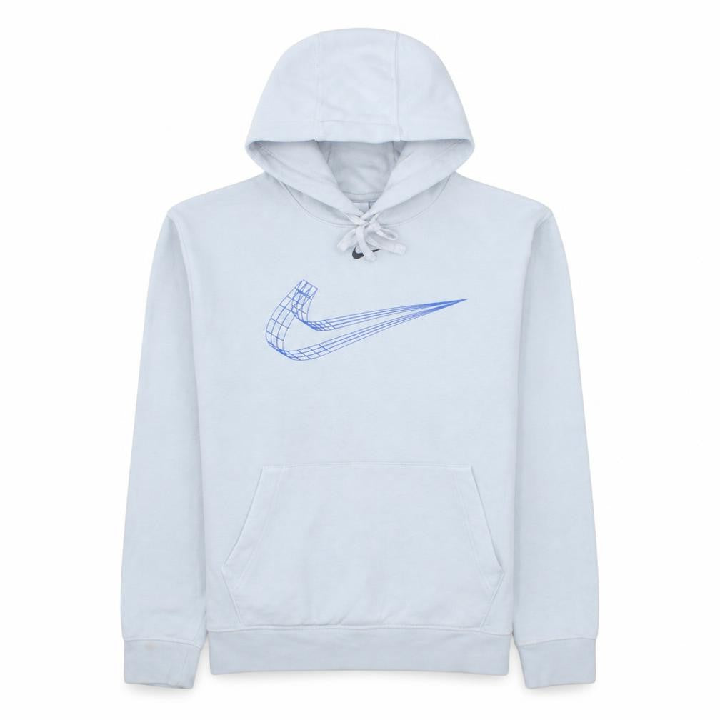 Front view of Nike Men's White Pullover Hoodie Small Graphic Sports Style