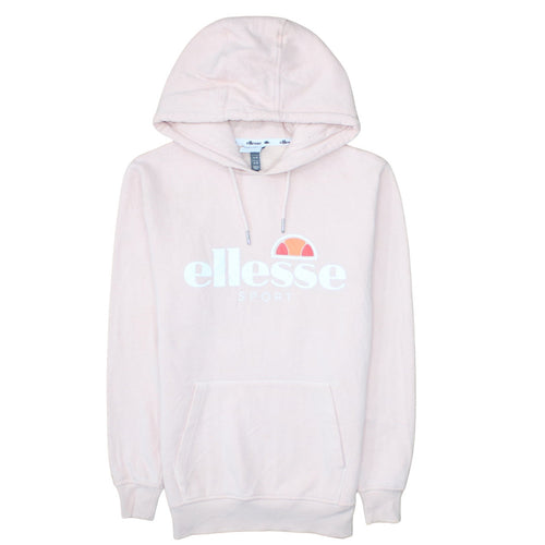 Ellesse Women's Pink Pullover Hoodie UK 8 Cotton Blend Logo Sportwear
