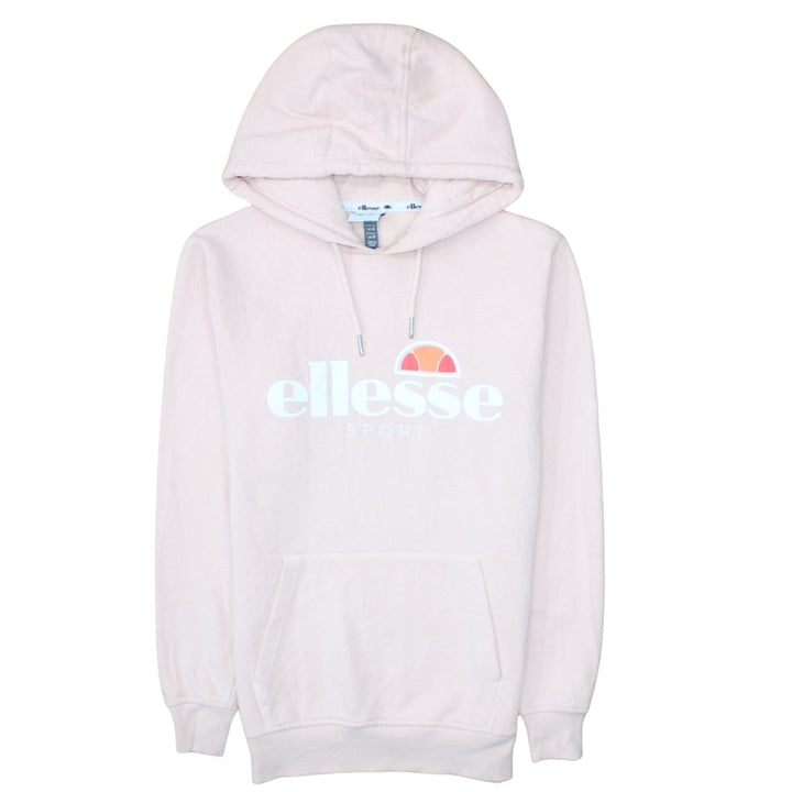 Ellesse Women's Pink Pullover Hoodie UK 8 Cotton Blend Logo Sportwear