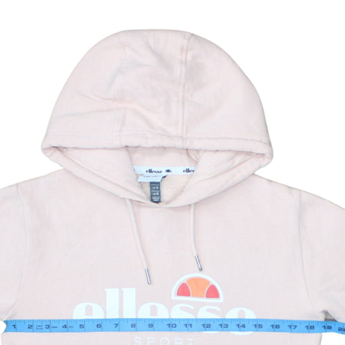 Ellesse Women's Pink Pullover Hoodie UK 8 Cotton Blend Logo Sportwear