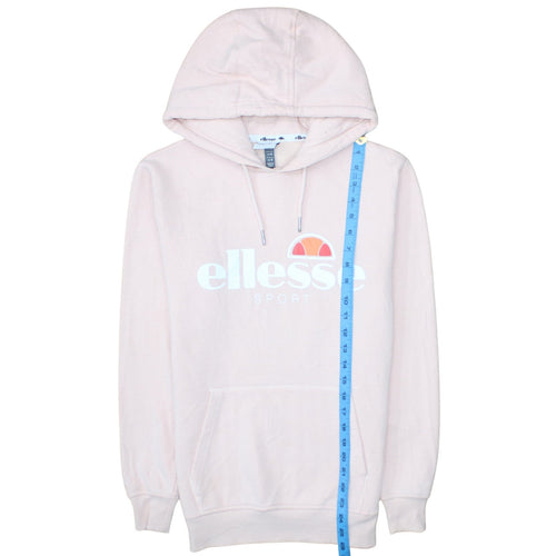 Ellesse Women's Pink Pullover Hoodie UK 8 Cotton Blend Logo Sportwear