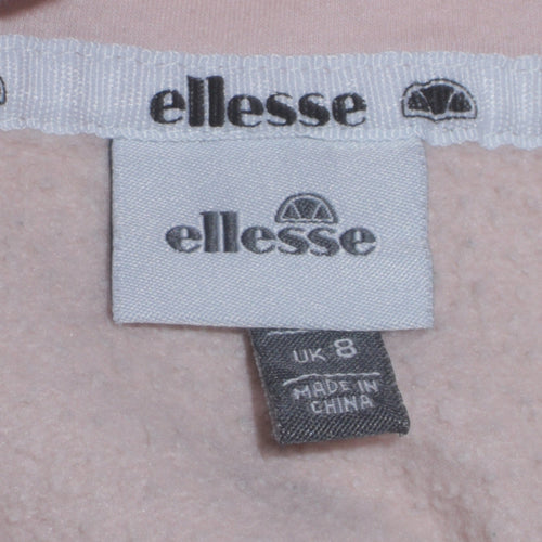 Ellesse Women's Pink Pullover Hoodie UK 8 Cotton Blend Logo Sportwear