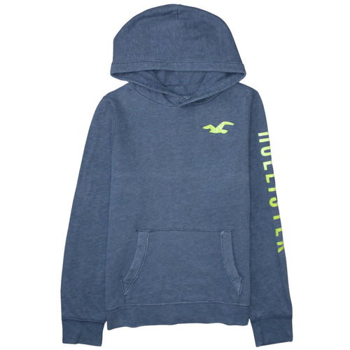 Hollister Mens Blue Pullover Hoodie XL Logo Print Casual Sweatshirt