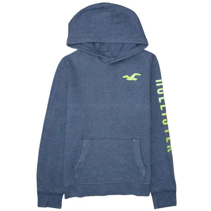 Hollister Mens Blue Pullover Hoodie XL Logo Print Casual Sweatshirt
