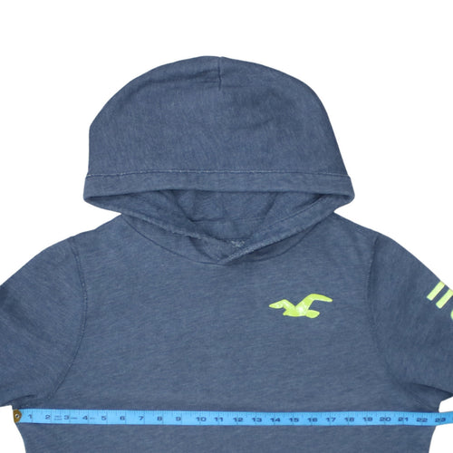 Hollister Mens Blue Pullover Hoodie XL Logo Print Casual Sweatshirt