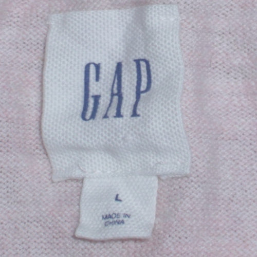 GAP Women’s Pink Cotton Linen Crew Neck Long Sleeve Pullover Jumper L