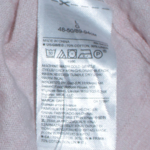 GAP Women’s Pink Cotton Linen Crew Neck Long Sleeve Pullover Jumper L
