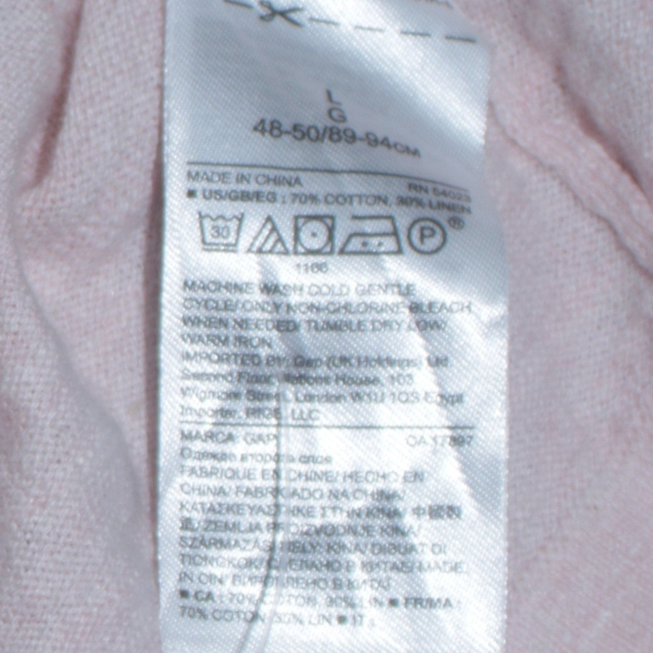 GAP Women’s Pink Cotton Linen Crew Neck Long Sleeve Pullover Jumper L