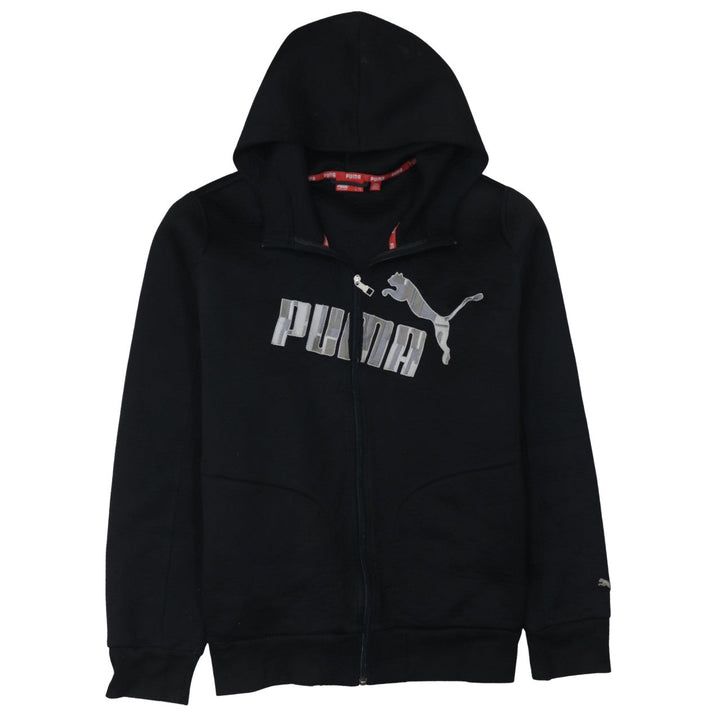 Puma Men's Black XL Full Zip Hoodie with Logo Print
