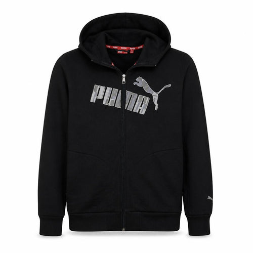 Puma Men's Black XL Full Zip Hoodie with Logo Print