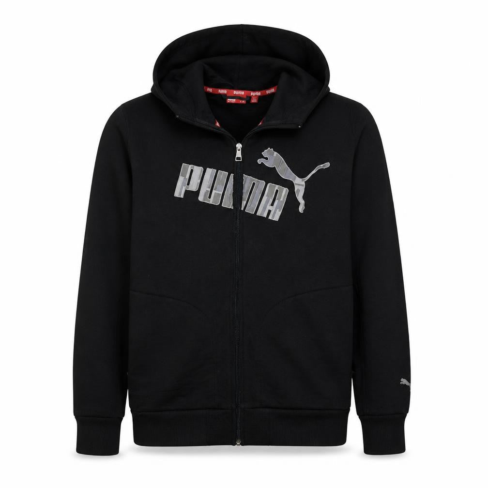 Puma Men's Black XL Full Zip Hoodie with Logo Print