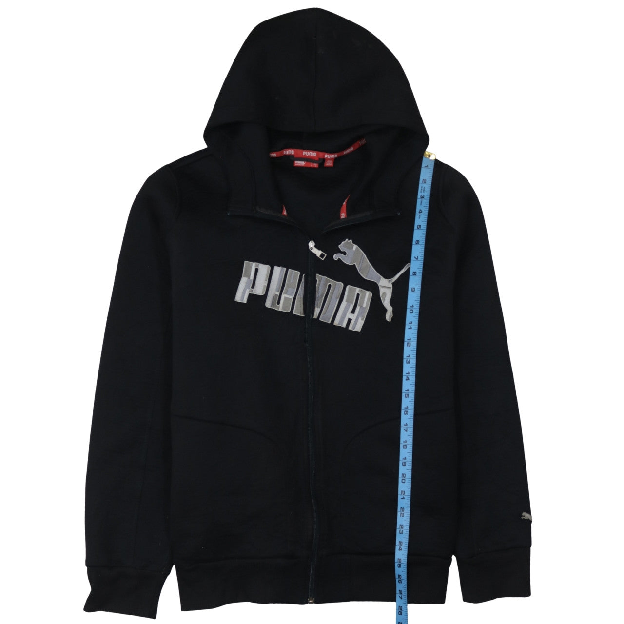 Puma Men's Black XL Full Zip Hoodie with Logo Print