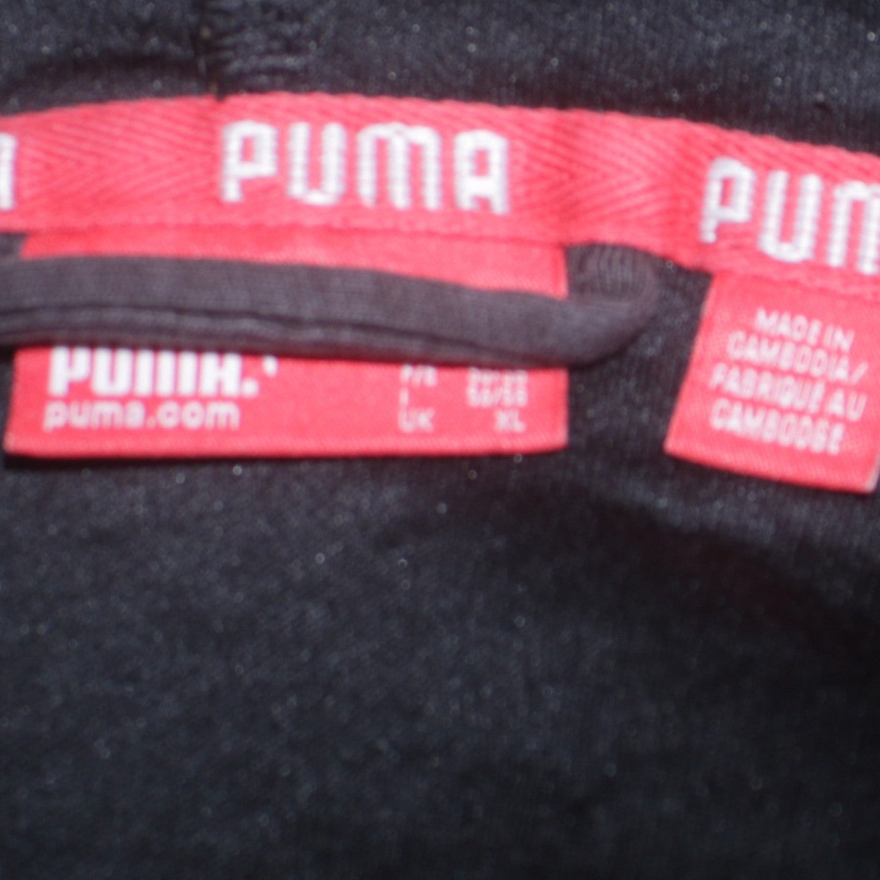 Puma Men's Black XL Full Zip Hoodie with Logo Print