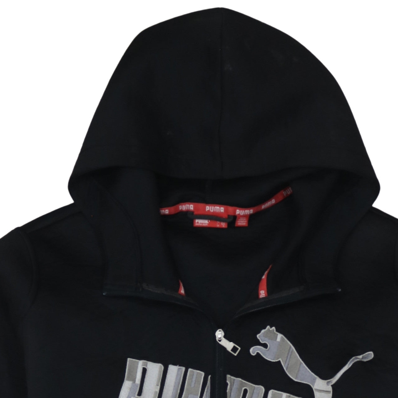 Puma Men's Black XL Full Zip Hoodie with Logo Print
