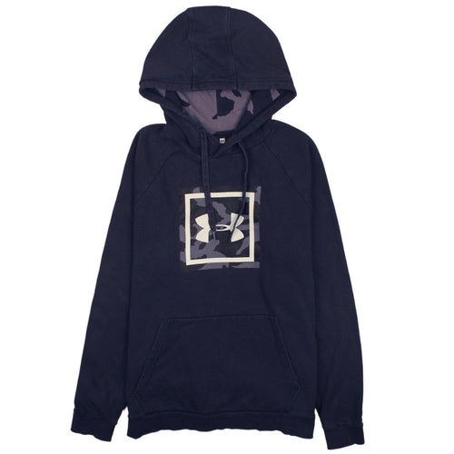 Under Armour Men's Blue Pullover Hoodie L Logo Camouflage Sportswear