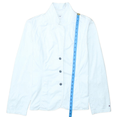 Tommy Hilfiger Women White Cotton Blend Blazer Jacket M