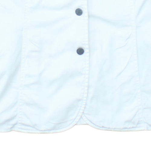 Tommy Hilfiger Women White Cotton Blend Blazer Jacket M