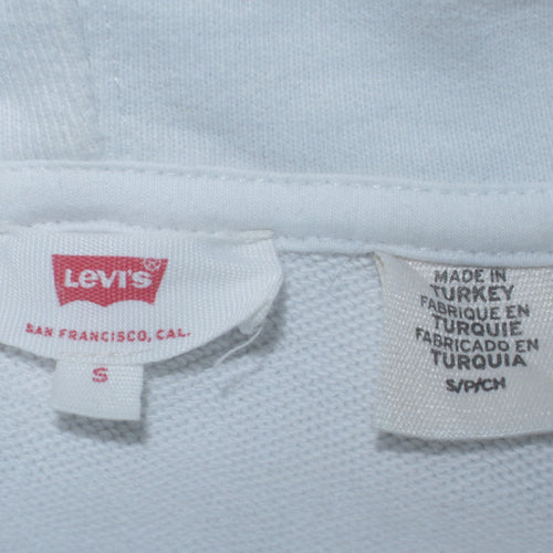 Levi's Mens White Pullover Hoodie Small Regular Fit Logo Fleece