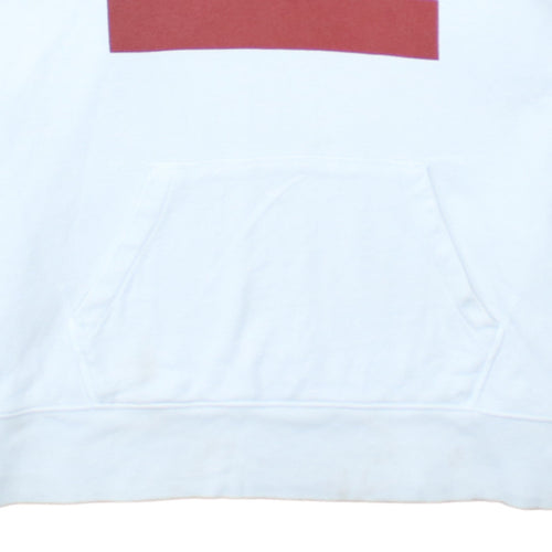Levi's Mens White Pullover Hoodie Small Regular Fit Logo Fleece