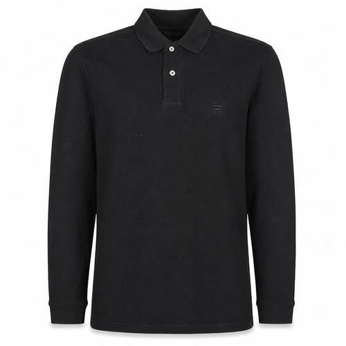 FILA Men's Black Long Sleeve Cotton Polo Shirt Size S