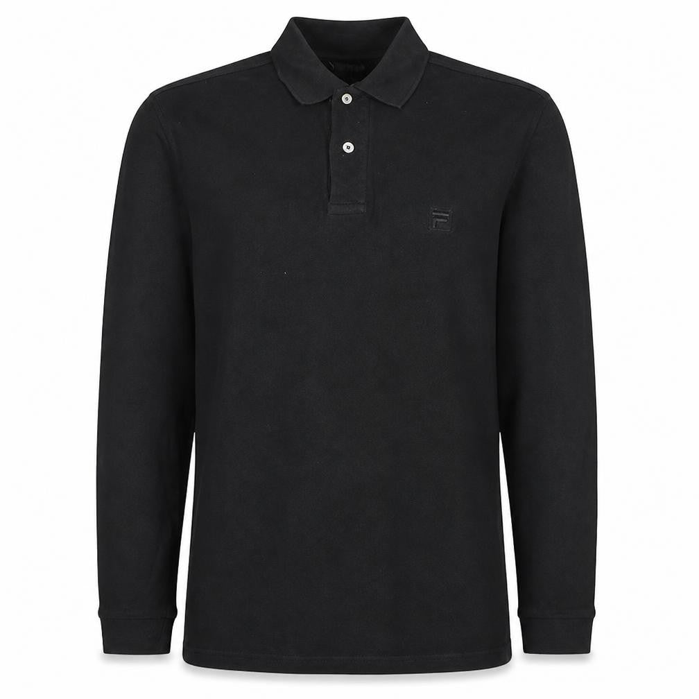 FILA Men's Black Long Sleeve Cotton Polo Shirt Size S