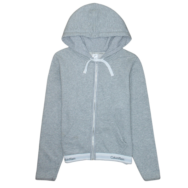 Calvin Klein Women’s Grey Full Zip Hoodie L Soft Cotton Blend