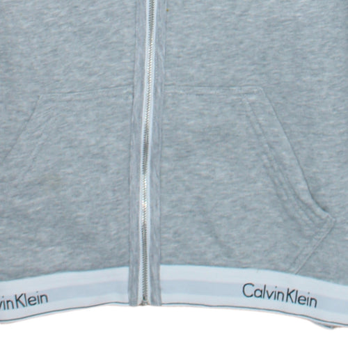 Calvin Klein Women’s Grey Full Zip Hoodie L Soft Cotton Blend