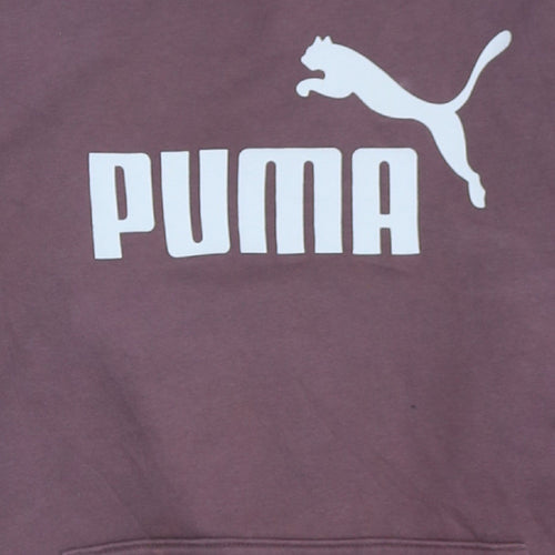 Puma Womens Brown Pullover Hoodie XL Logo Print Casual Sweatshirt