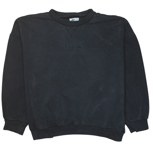 Adidas Women Black Crew Neck Pullover Sweatshirt Size 12