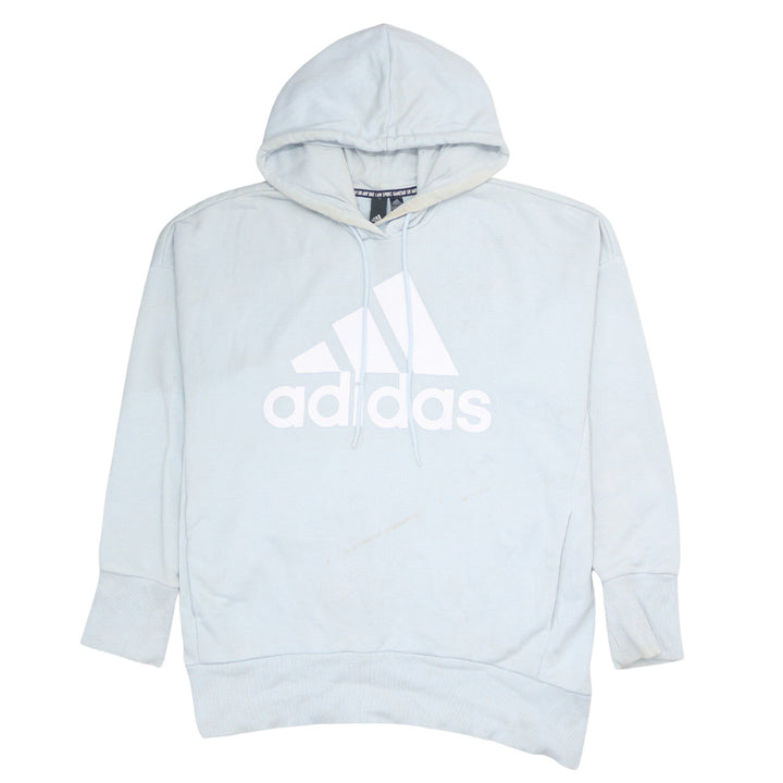 Adidas Womens Light Blue Pullover Hoodie Size L Logo Sportswear