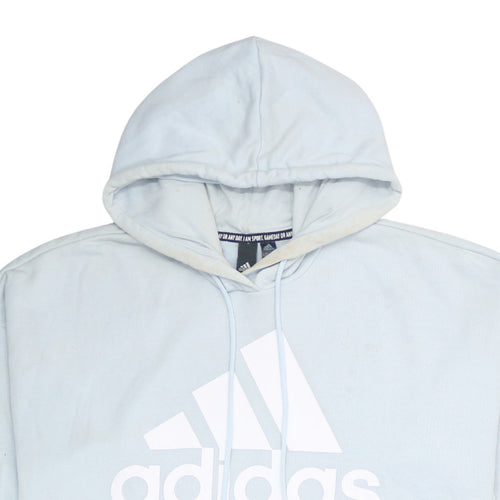 Adidas Womens Light Blue Pullover Hoodie Size L Logo Sportswear