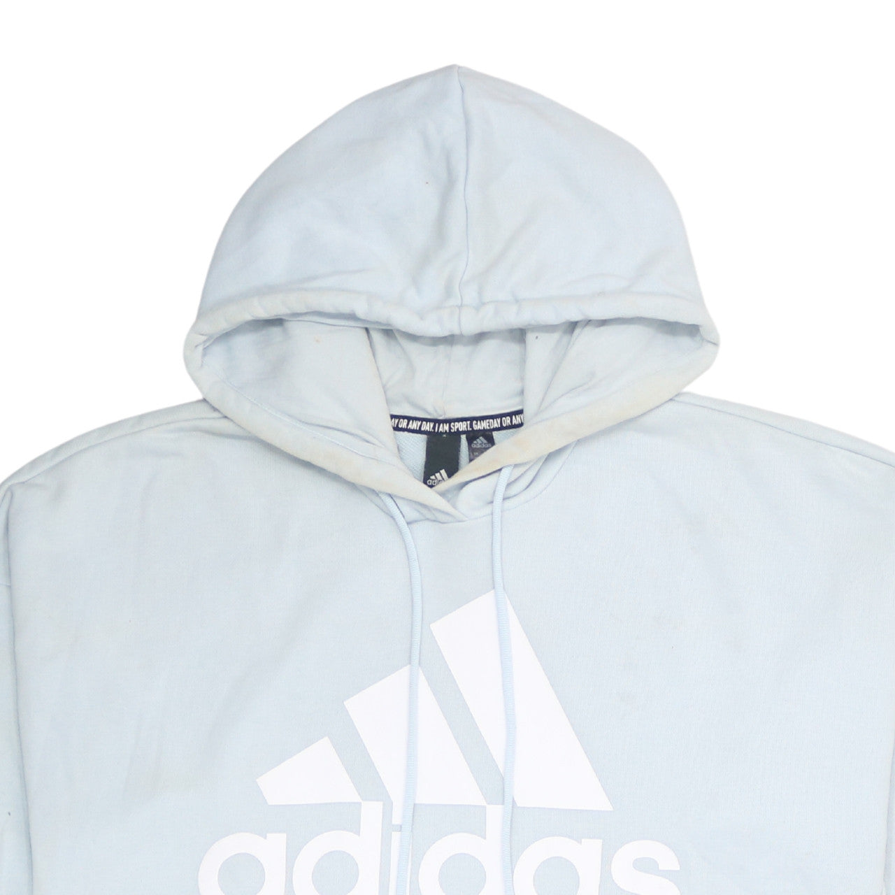 Adidas Womens Light Blue Pullover Hoodie Size L Logo Sportswear