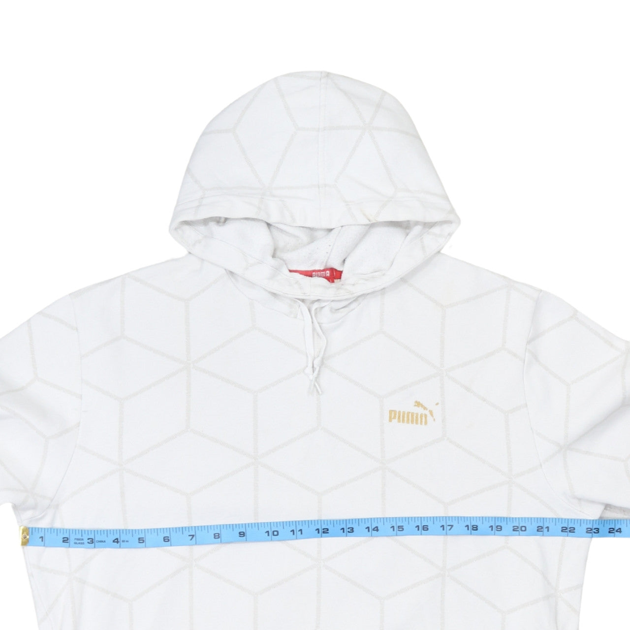 Puma Men's White Geometric Pullover Hoodie Size L