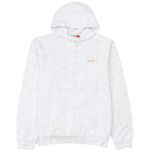 Puma Men's White Geometric Pullover Hoodie Size L