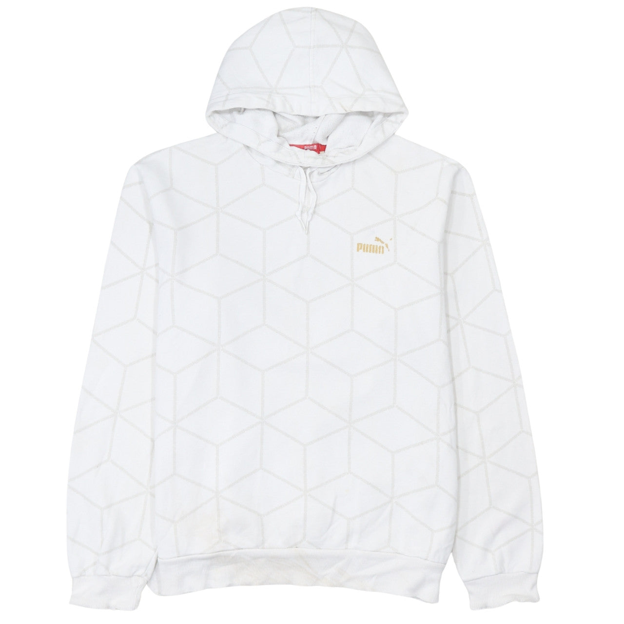 Puma Men's White Geometric Pullover Hoodie Size L
