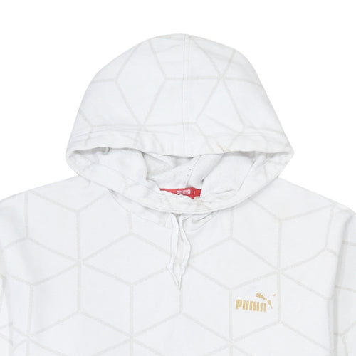 Puma Men's White Geometric Pullover Hoodie Size L