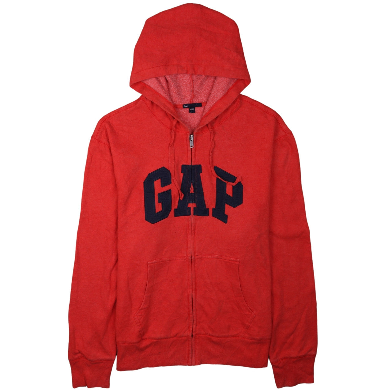 GAP Mens Red Full Zip Logo Hoodie Size L Fleece Sweatshirt