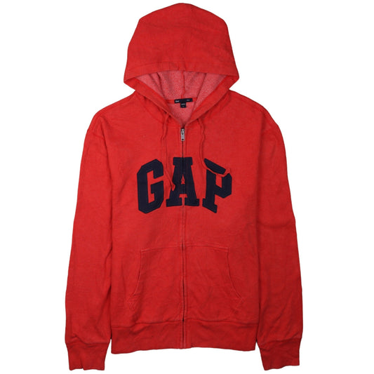 GAP Mens Red Full Zip Logo Hoodie Size L Fleece Sweatshirt