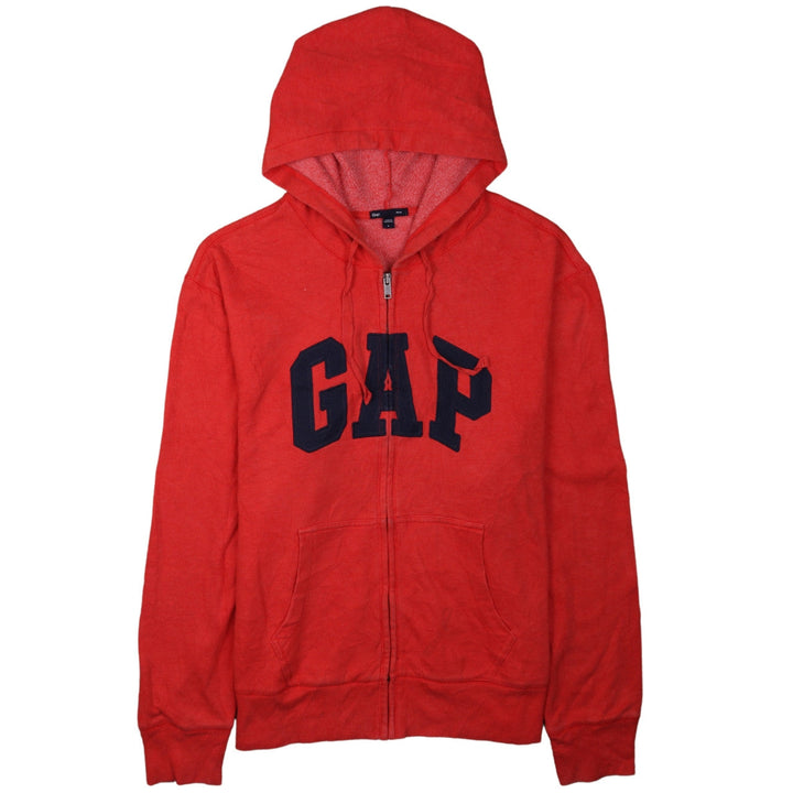 GAP Mens Red Full Zip Logo Hoodie Size L Fleece Sweatshirt